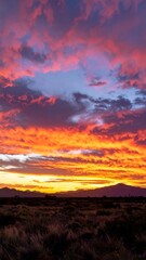 Obraz premium Vibrant sunset over desert landscape