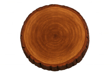 Cross section of a tree trunk showing growth rings, isolated on transparent background, ideal for nature and woodworking projects