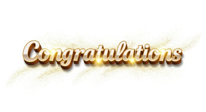 Radiant congratulations message with glittering golden elements rendering