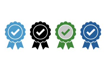 Assured approvals and quality guaranteed achievement ribbon seals
