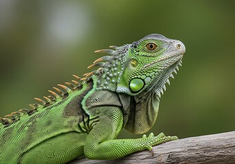 Obraz premium Close-up of vibrant green iguana