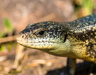 Naklejka premium Close-up of a lizard's head