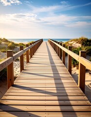 Obraz premium Wooden walkway leading to the sea
