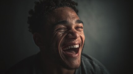 Fototapeta premium A Man's Exuberant Joyful Laughter