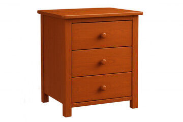 Classic wooden chest of drawers with three drawers, isolated on transparent background, perfect for interior design projects