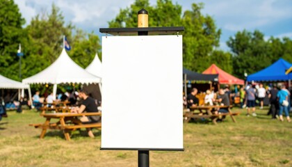 Blank Sign Mockup at a Vibrant Outdoor Summer Festival.