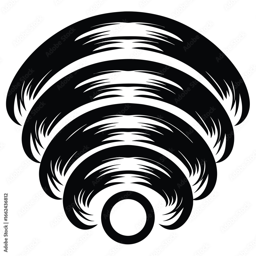 Poster abstract black and white concentric arches creating an unusual visual effect