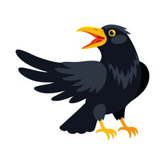 Obraz premium raven silhouette crow Flat Icon vector illustration Clipart