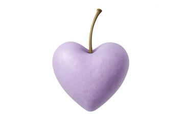 Obraz premium Purple heart-shaped cherry with stem, 3d rendering representing love, health, and emotional connection against transparent backdrop