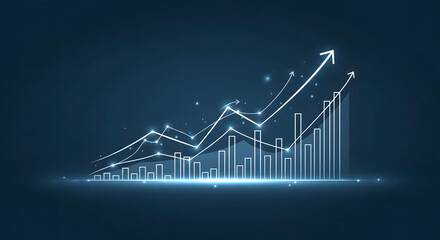 Abstract graphic representation of a rising trend, showing growth and progress.
