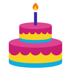 Birthday Cake on White Background Sweet Dessert Illustrations for Creative Projects