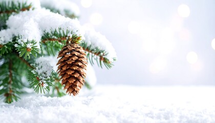Obraz premium Snowy Christmas pine cone
