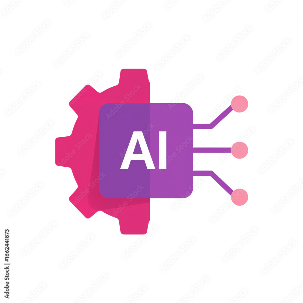 Poster artificial intelligence integration concept showcasing interconnected systems within isolated