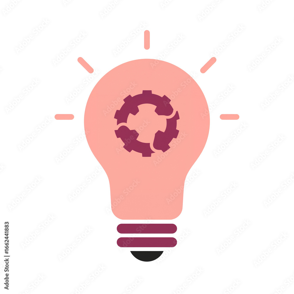 Poster creative thinking icon with gears generating new ideas on a transparent background