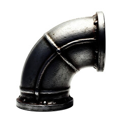 Metallic Elbow Pipe Industrial Detail Isolated on White, Engineering Component