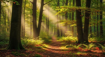 Obraz premium Serene Forest Path for Nature Photography and Relaxation