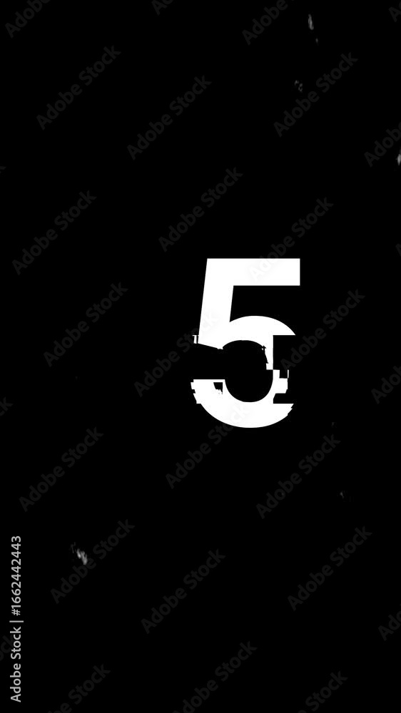 Poster 10 second countdown glitch, digital 10 to 0 countdown with black background. timer with glitch effec