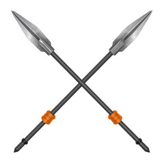 Naklejka premium Intersecting metallic spears embodying strength and tactical readiness on a transparent canvas