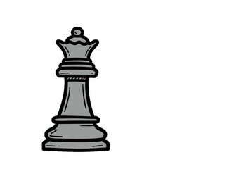 Fototapeta premium Simple hand-drawn rounded outline of a chess king piece 
