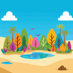 High quality vector illustration of peace thrives at oasis for creative projects and digital artwork design purposes