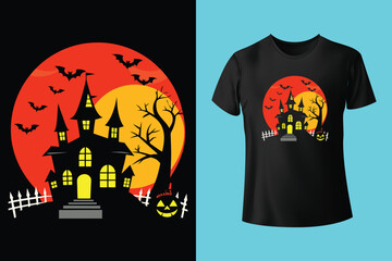 halloween background with cat and pumpkin t-shirt vector design