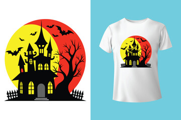 halloween background with cat and pumpkin t-shirt vector design
