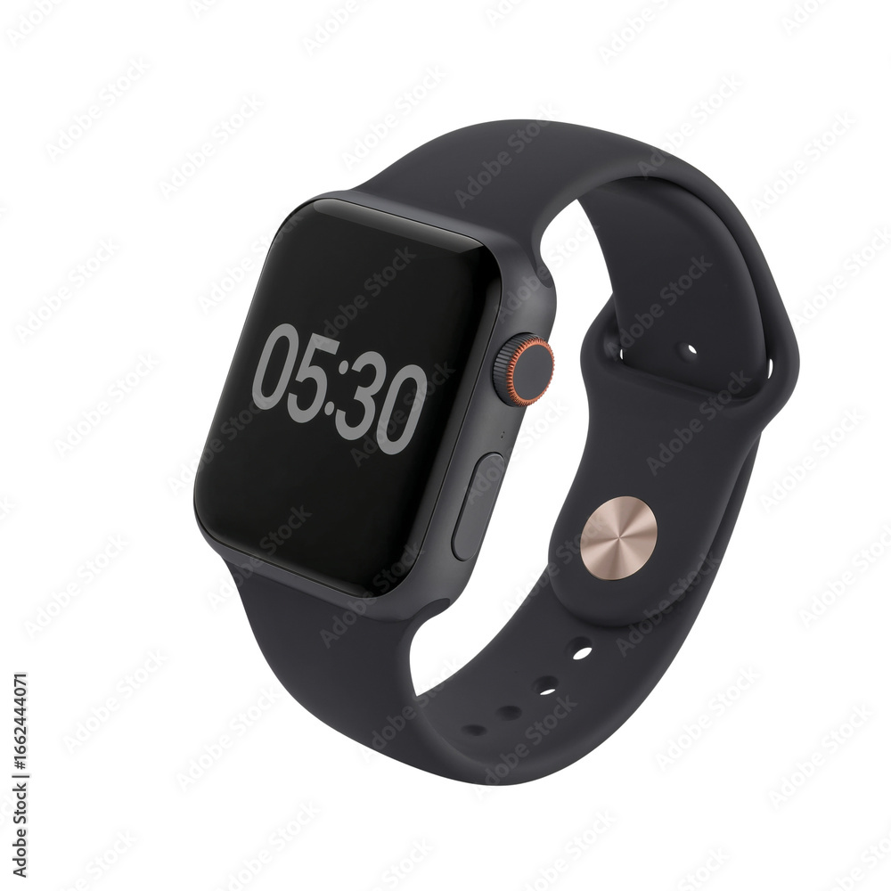 Poster modern wearable technology showcasing digital display functionality against transparent space