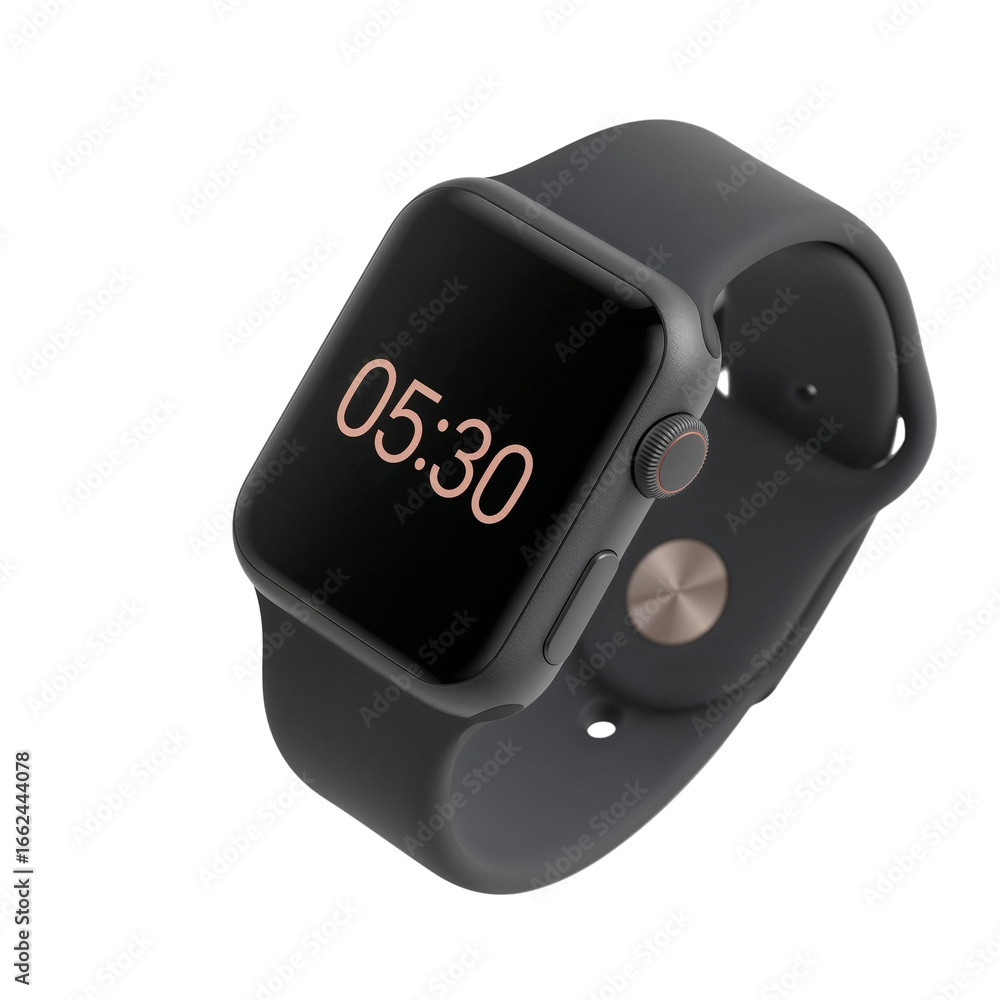 Poster sleek smartwatch display with digital time glowing against a minimalist presentation style