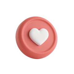 Heart symbol on a pink disc against a clear background creates a feeling of affection