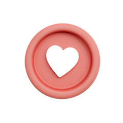Heart within a soft pink rounded form symbolizing affection on transparent space, a captivating