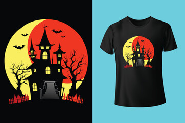 halloween background with cat and pumpkin t-shirt vector design