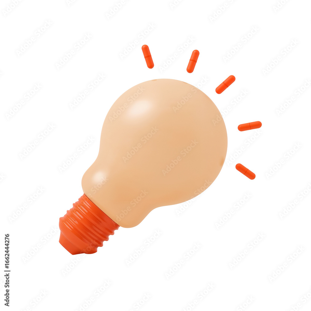 Poster illuminating innovation bright idea concept 3d rendering on transparent isolated background