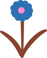 Flat flowers in pink and blue pastel colors, nature illustration elements