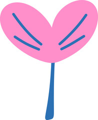 Flat flowers in pink and blue pastel colors, nature illustration elements