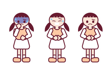お腹の痛みや不調で辛そうな女の子のイラスト
