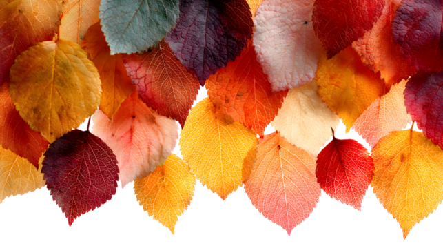 autumn colored fall leaf texture on transparent background overlay - Powered by Adobe