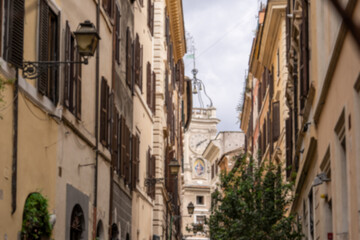 Blur Old buildings in urban city of rome, Italy.