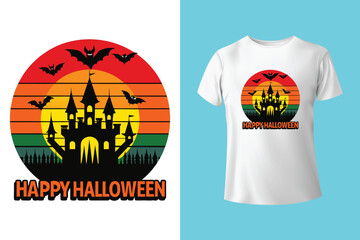 Halloween Illustration t shirt design template halloween time	