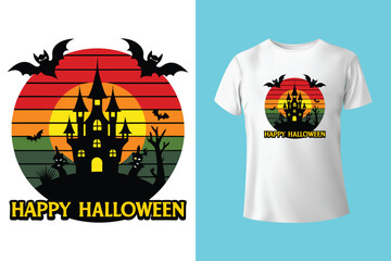 Halloween Illustration t shirt design template halloween time	