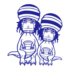 2 T-Rex Reggae Team Music Fan Jamaica Rasta Hair Friends