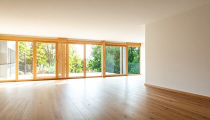 Fototapeta premium Empty modern room with large windows