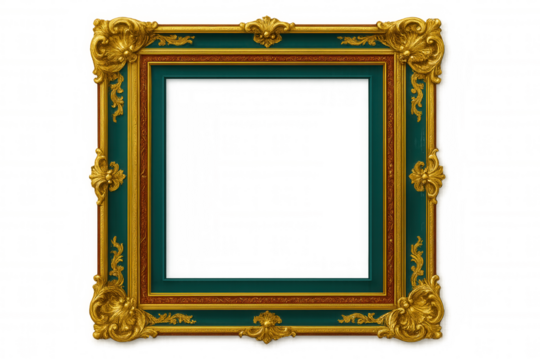 Elegant golden frame featuring a transparent center, ideal for displaying artwork or photos in a sophisticated and stylish manner