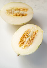 Fresh Snow Leopard Melon Cut in Half