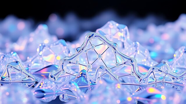 Ultra-high-definition macro shot of iridescent quantum foam forming impossible geometric structures in liquid mercury