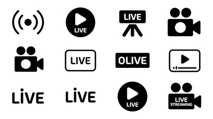 Live streaming and broadcast icons, perfect for modern media and events