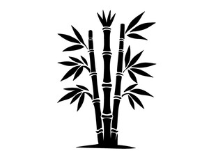 Obraz premium bamboo silhouette, black bamboo symbol isolated on white background 