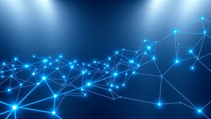 Abstract geometric shapes with metallic surfaces and blue lighting, symbolizing modern connectivity.