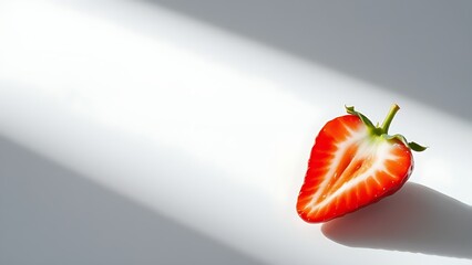 Close-up of a fresh strawberry with water droplets, highlighting simplicity in food presentation.