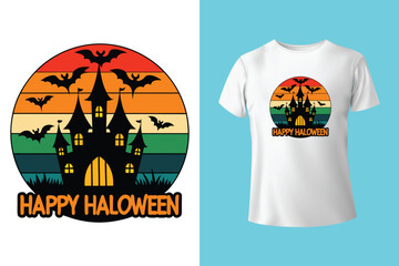 Halloween Illustration t shirt design template halloween time	
