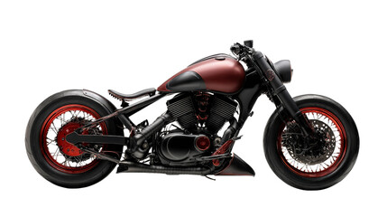 Fototapeta premium Custom Motorcycles: Custom-designed motorcycles with sleek frames, detailed finishes, and bold accents, isolated on a Transparent background, PNG file.